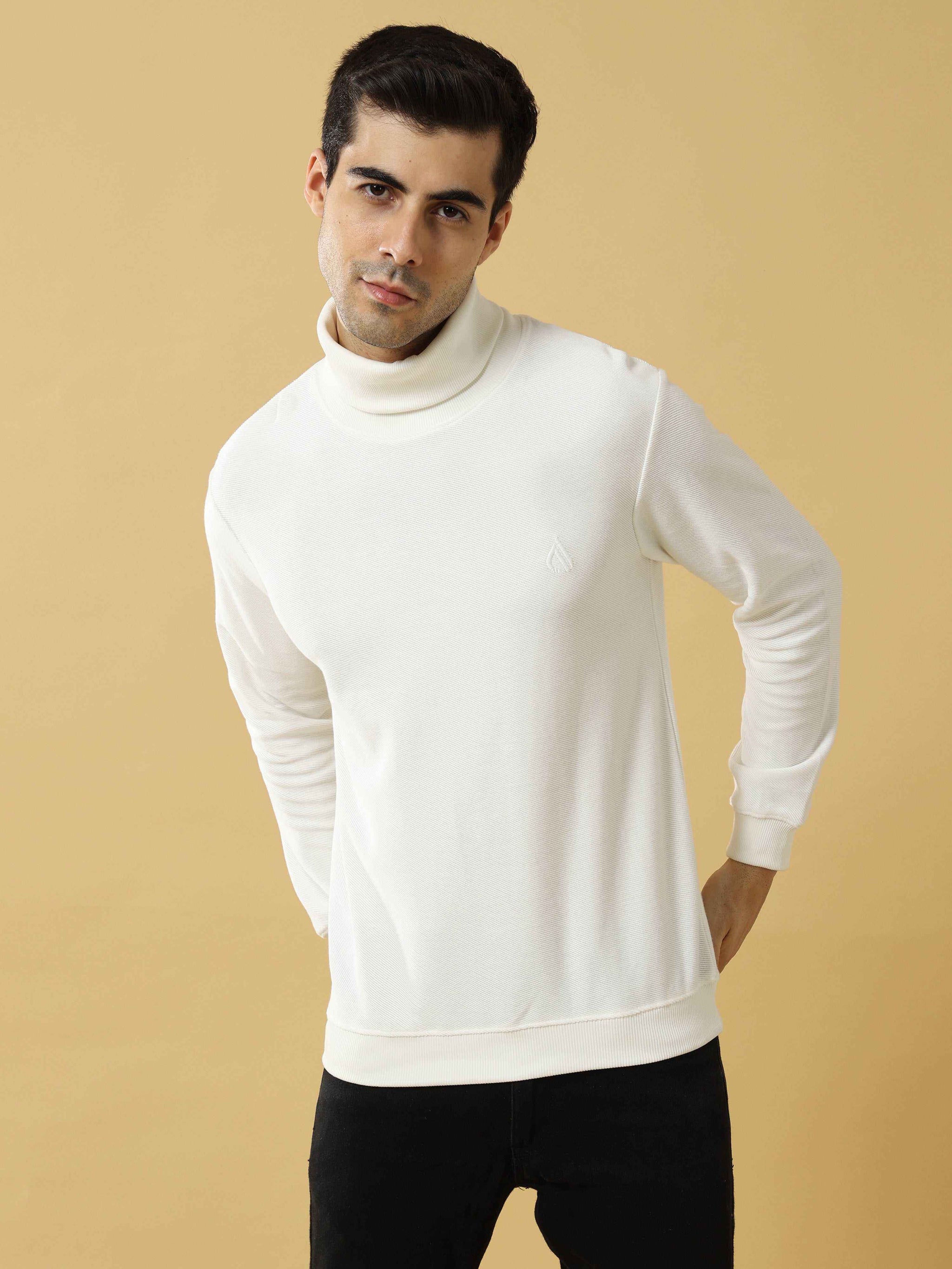 Shop White T-Shirt for Men | Turtle Neck Cotton T Shirt – Rain Dot